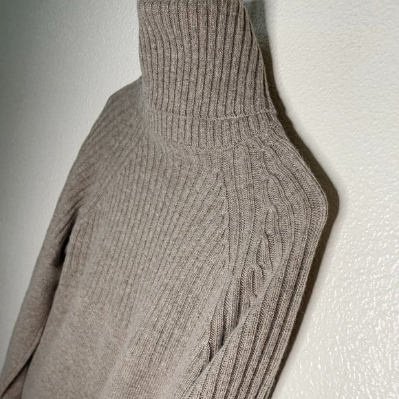 Pura Cashmere | Half Ribbed Turtleneck Sweater in Vintage Khaki - Picture 6 of 8
